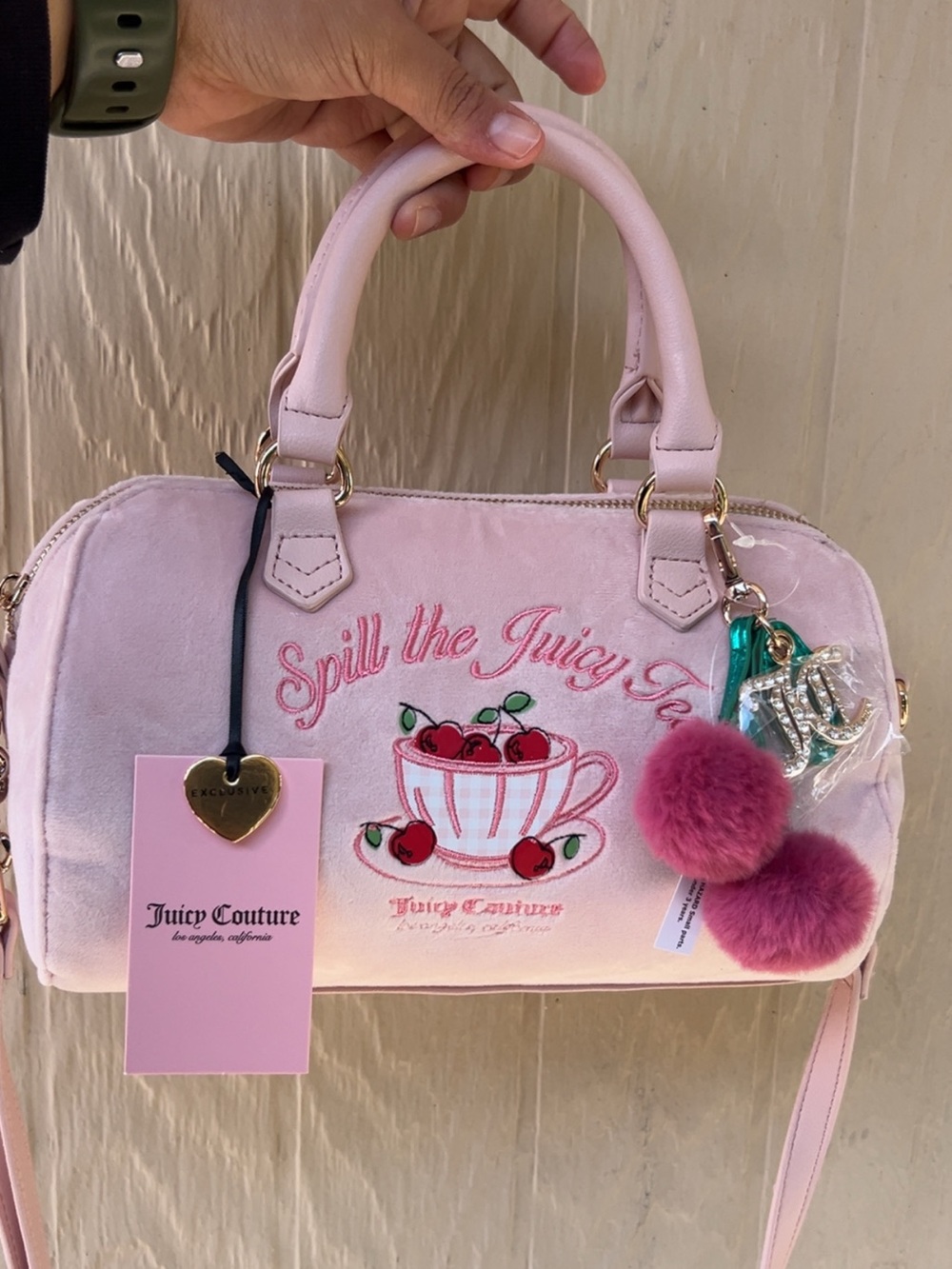 Juicy Couture Pink Velvet 'Spill the Juicy Tea' Satchel